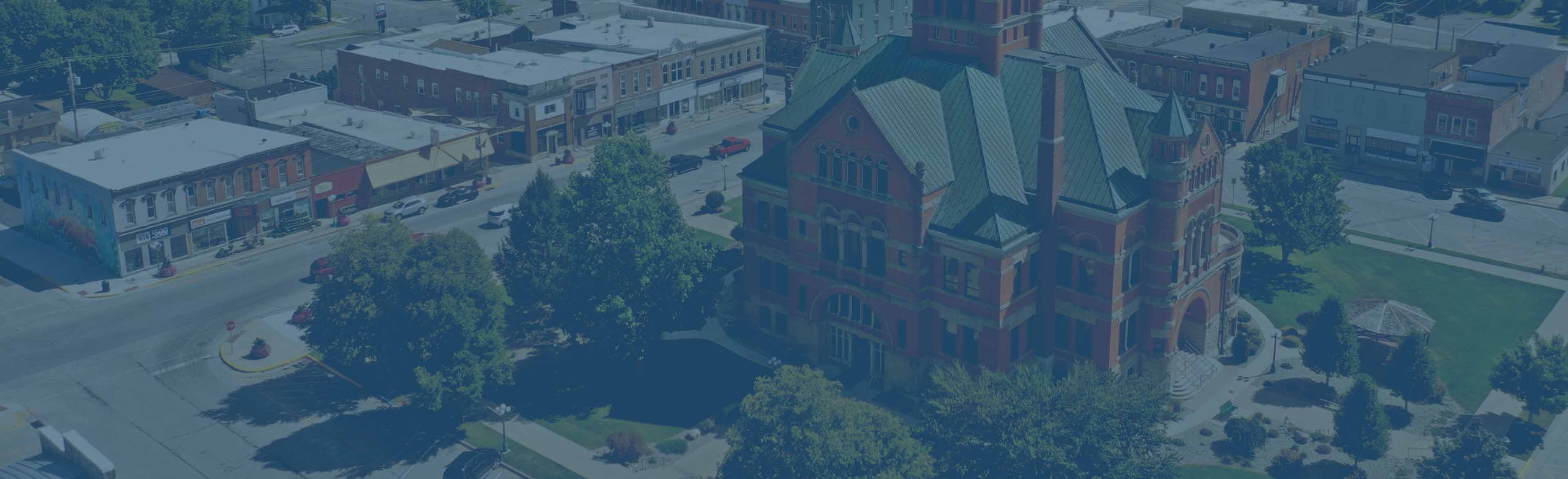 Be Noble - Noble County Economic Development An arial view of downtown Auburn.