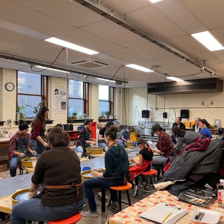 People attending a pottery class